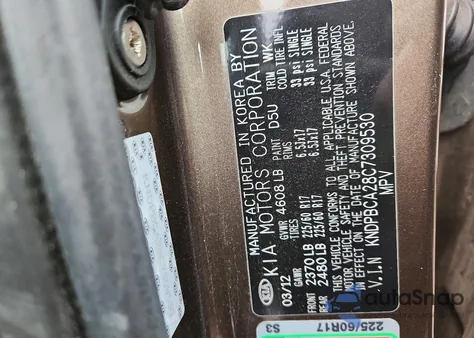 2012 Kia Sportage Lx from USA, damaged, VIN KNDPBCA28C7309530